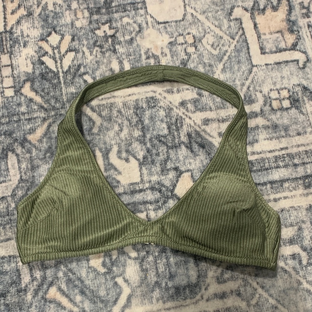 Aerie Olive Green Ribbed Bikini Top S